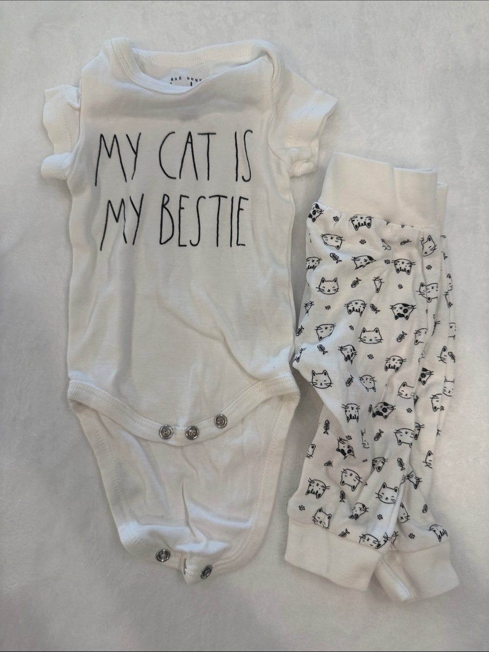 Rae Dunn White "My Cat Is My Bestie" Pajama Set